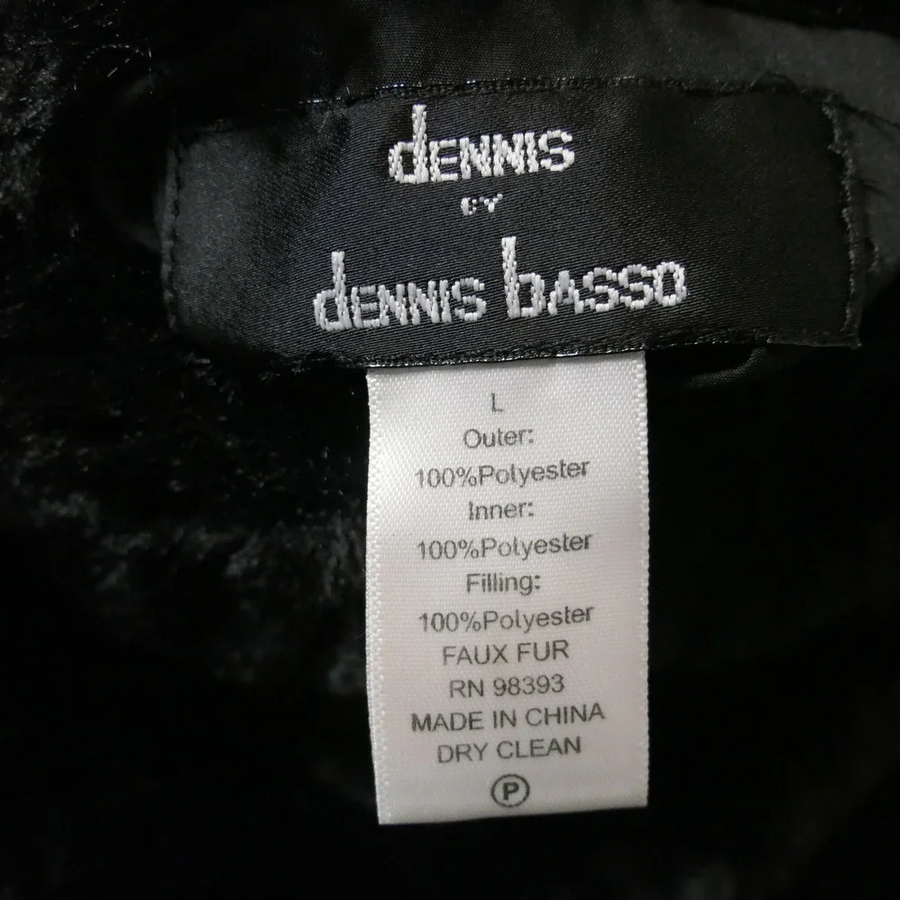 Dennis Basso Womens Reversible Faux Fur Vest L Black Red Glam Mob Wife Luxury